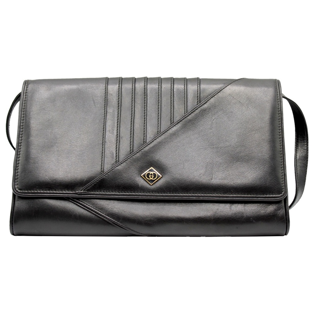 Gucci vintage all leather crossbody bag logo